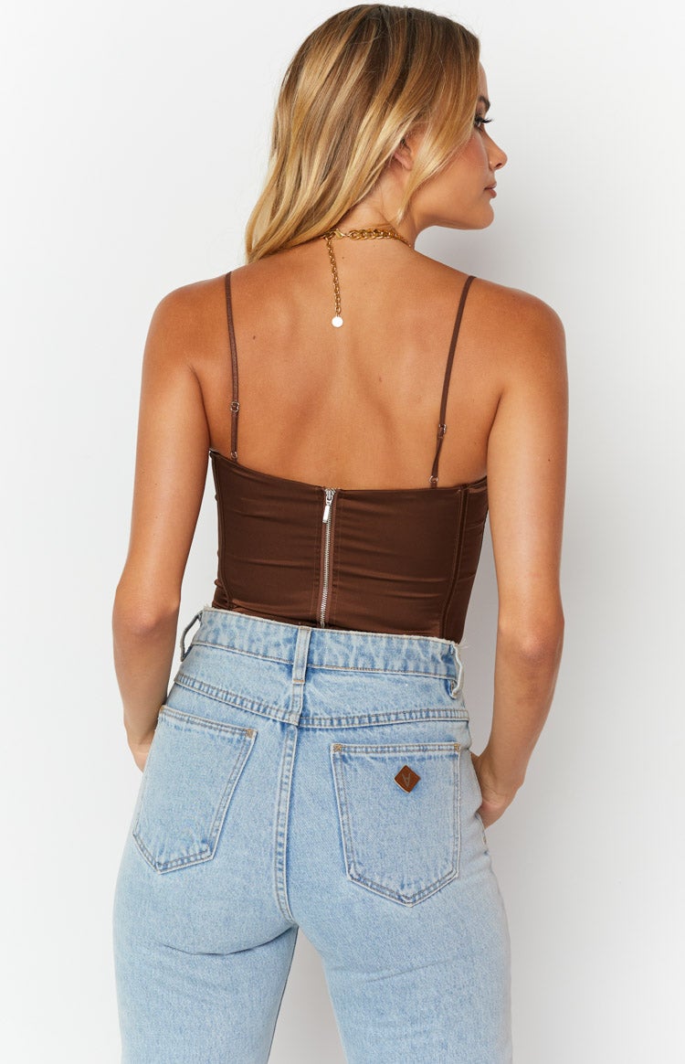 Angel Energy Satin Corset Brown