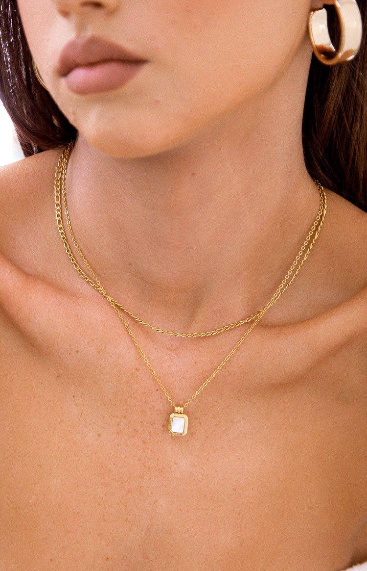 Hettie Stainless Steel Stone Pendant Necklace