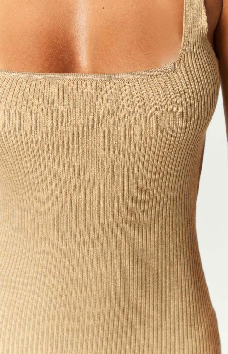 Shiloh Tan Knit Midi Dress