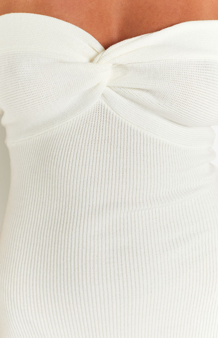 Jessica White Twist Front Midi Dress