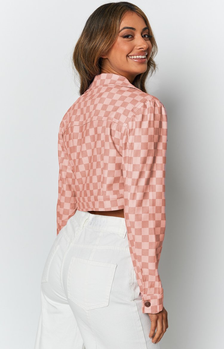 Alternator Check Cropped Jacket Pink