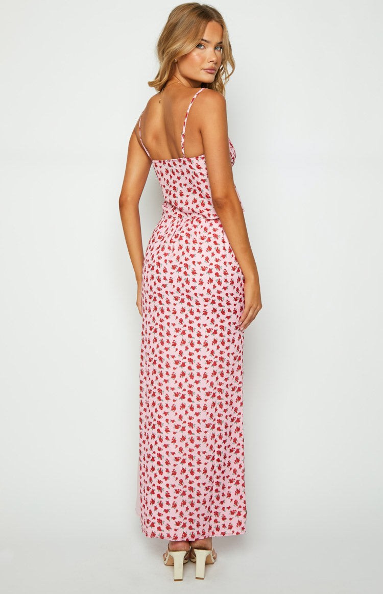 Yesterday Pink Floral Maxi Skirt