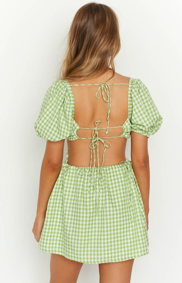 Penelope Green Gingham Mini Dress