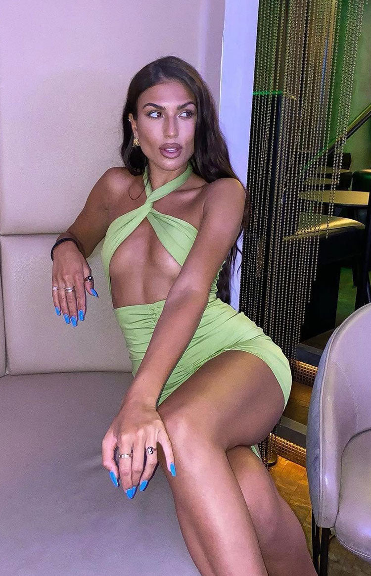 Mia Cross Neck Dress Green