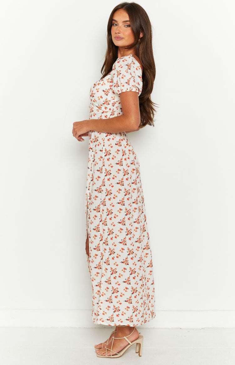 Eleni Orange Floral Midi Dress