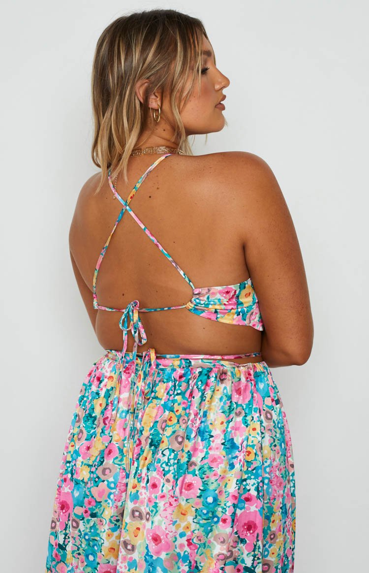 Spring Bouquet Floral Halter Top