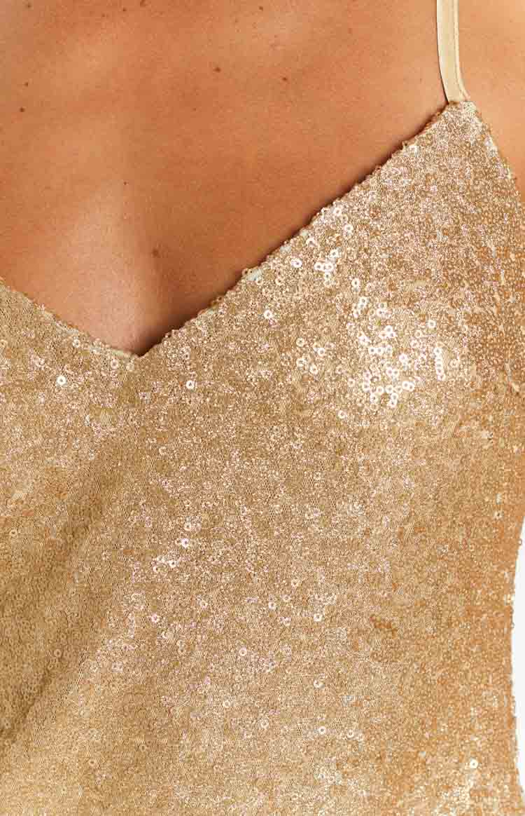 Santana Gold Sequin Slip Mini Dress