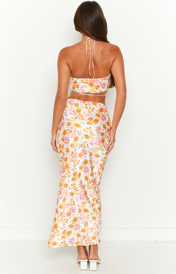 Bella Floral Satin Maxi Skirt