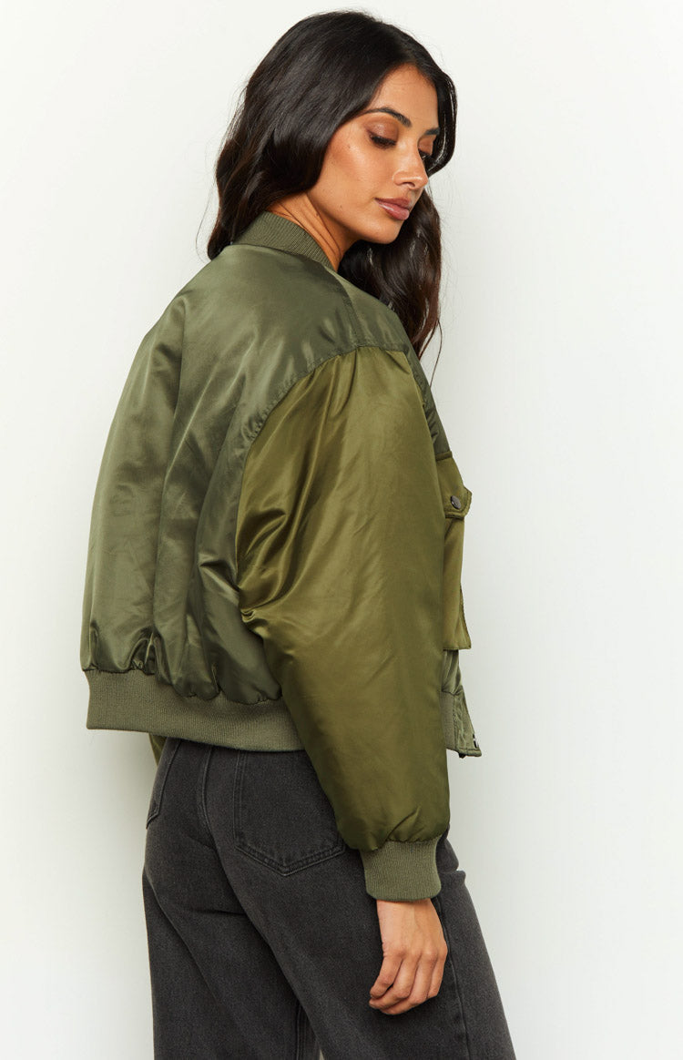 She's Mine Green Bomber Jacket
