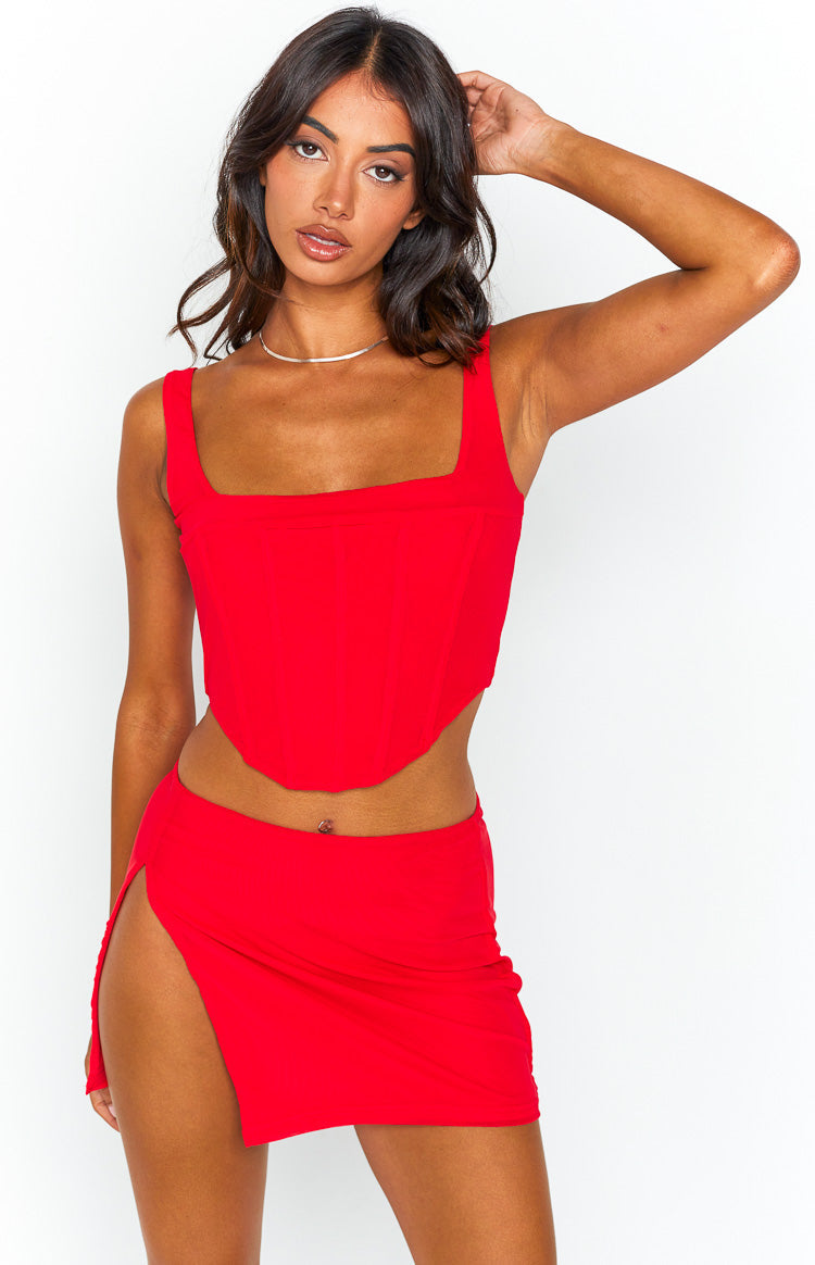 Felicity Red Mesh Mini Skirt