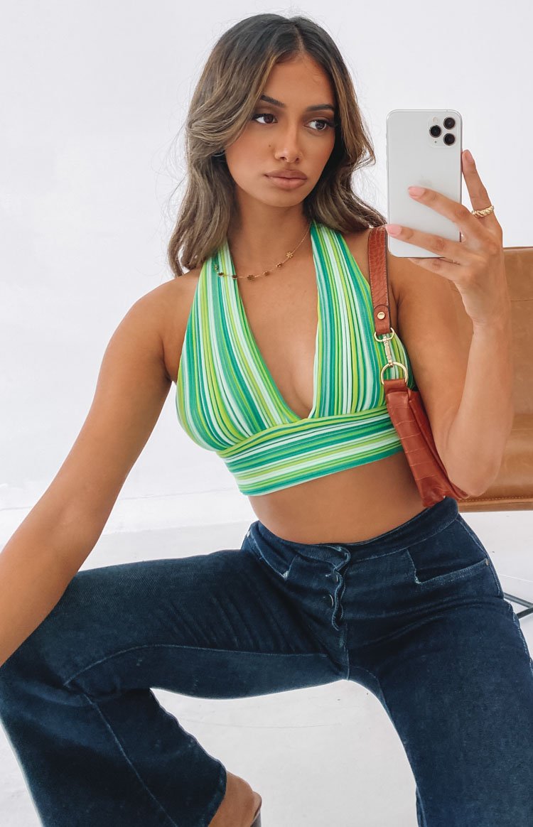 Beach Knit Halter Green Multi