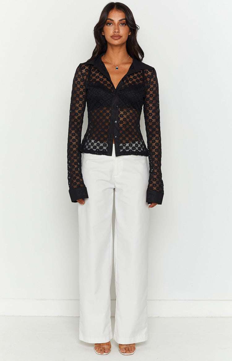 Amber Black Lace Long Sleeve Top