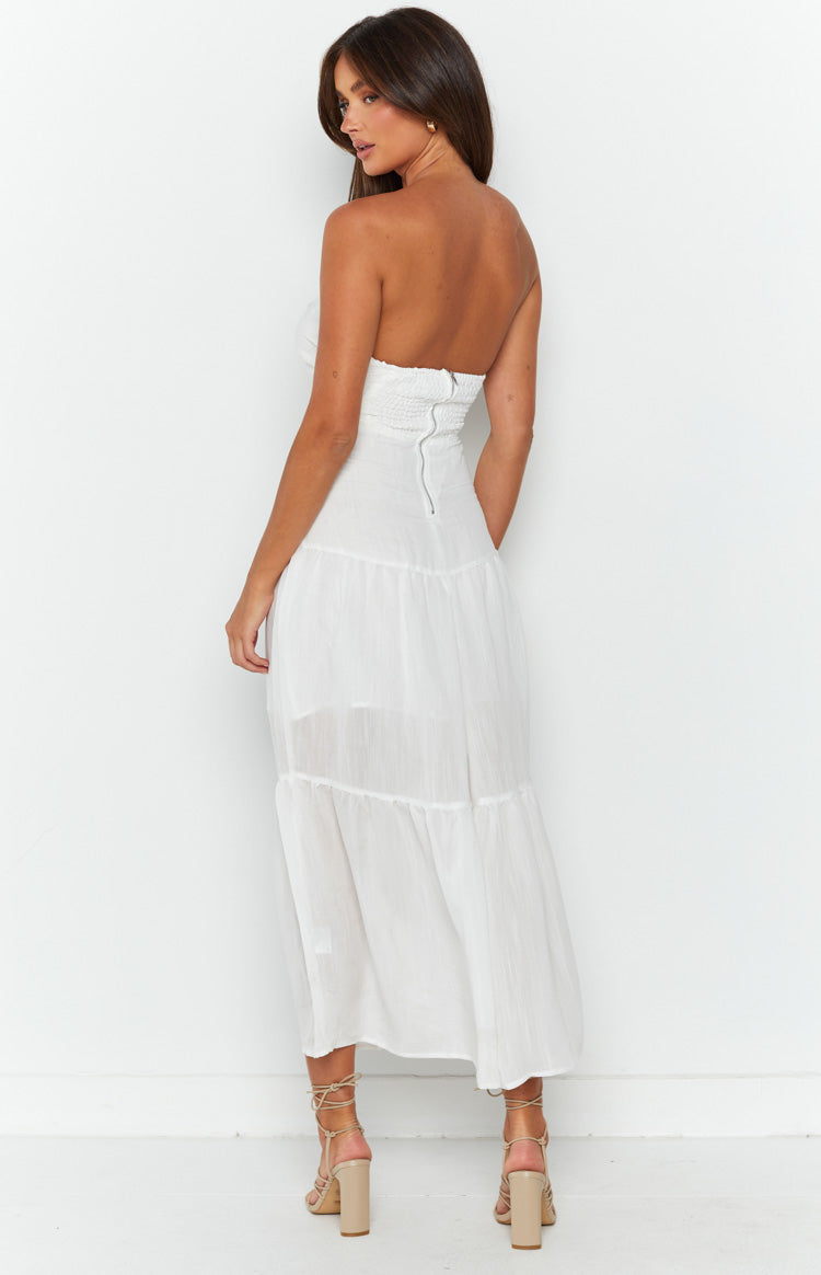 Martinez White Linen Midi Dress