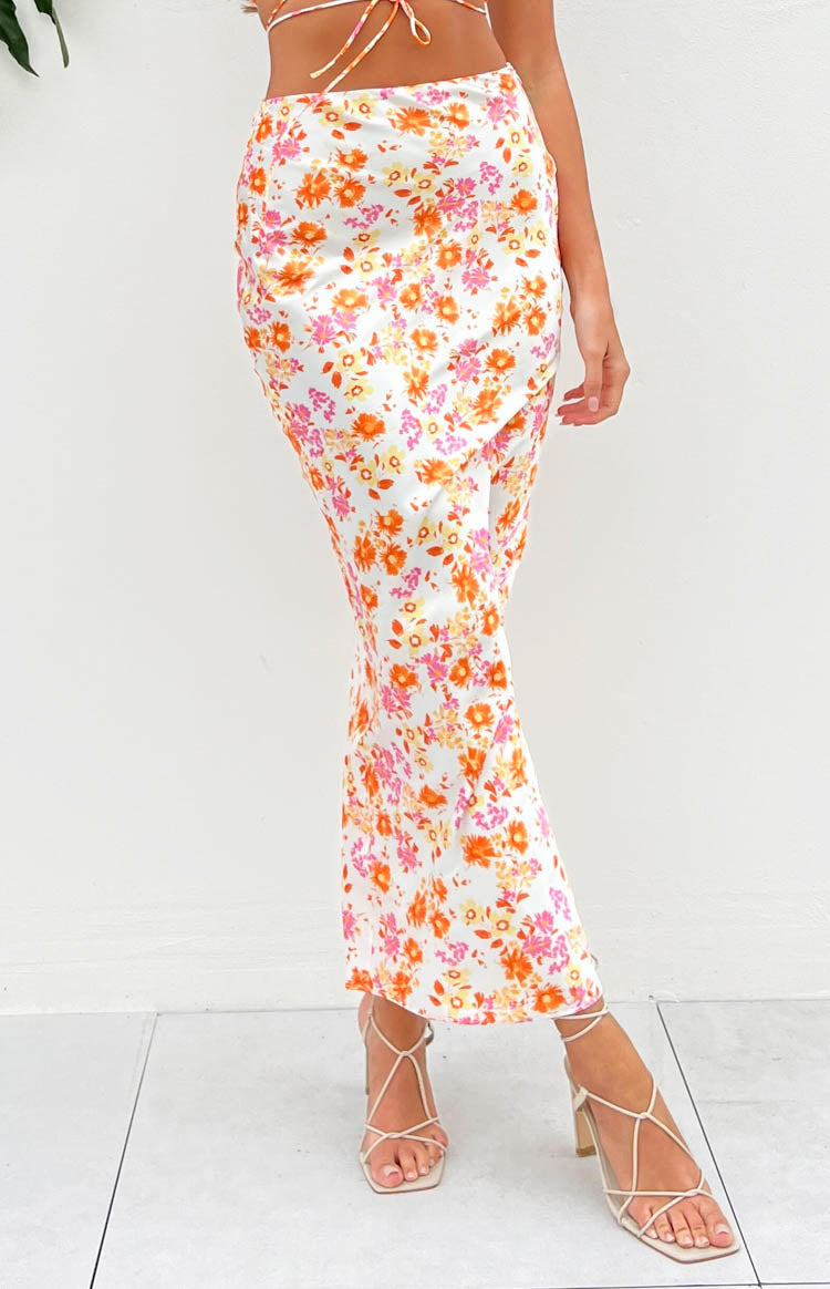Bella Floral Satin Maxi Skirt