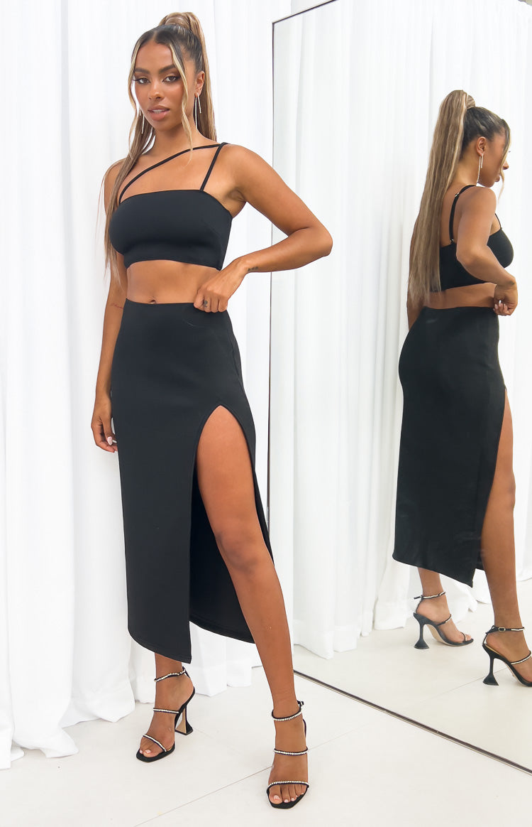 Kourtney Black Midi Skirt