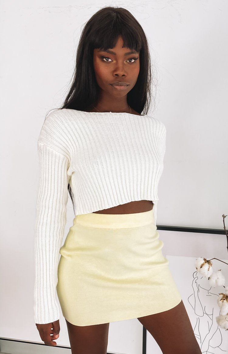 Tell Me Knit Skirt Yellow