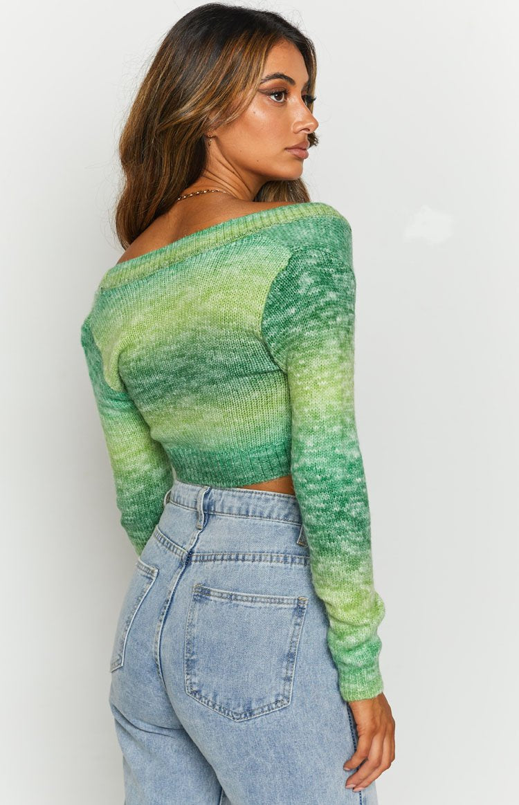 Viviana Spacedye Crop Cardigan Green