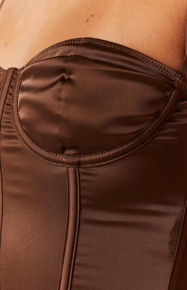 Angel Energy Satin Corset Brown