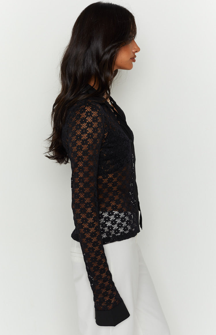 Amber Black Lace Long Sleeve Top