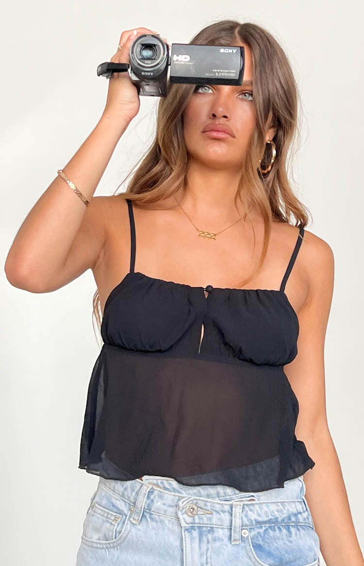 Bree Black Chiffon Camisole