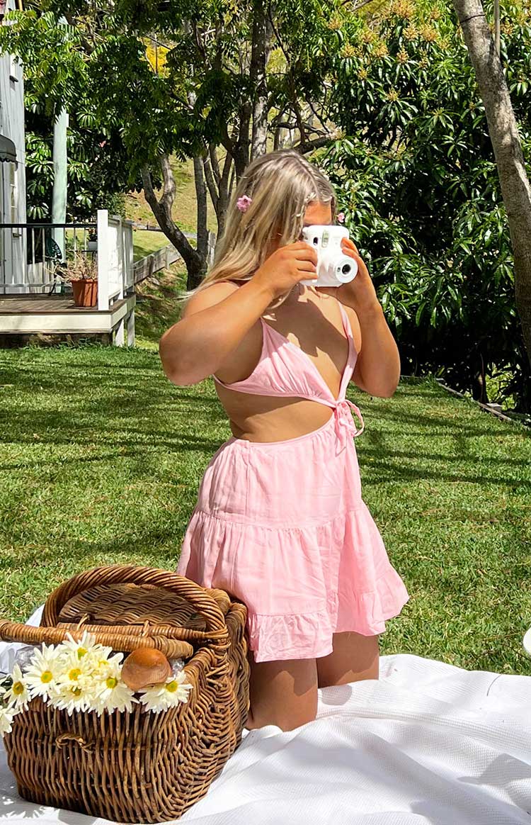 Nelda Pink Tiered Mini Dress