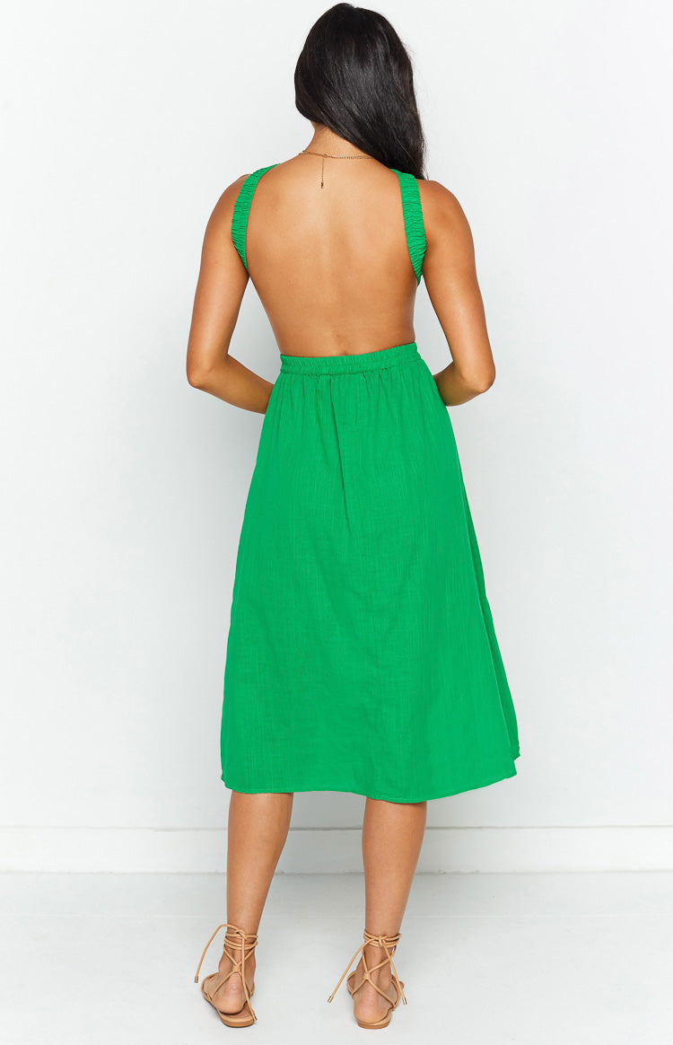 Odessa Backless Green Midi Dress