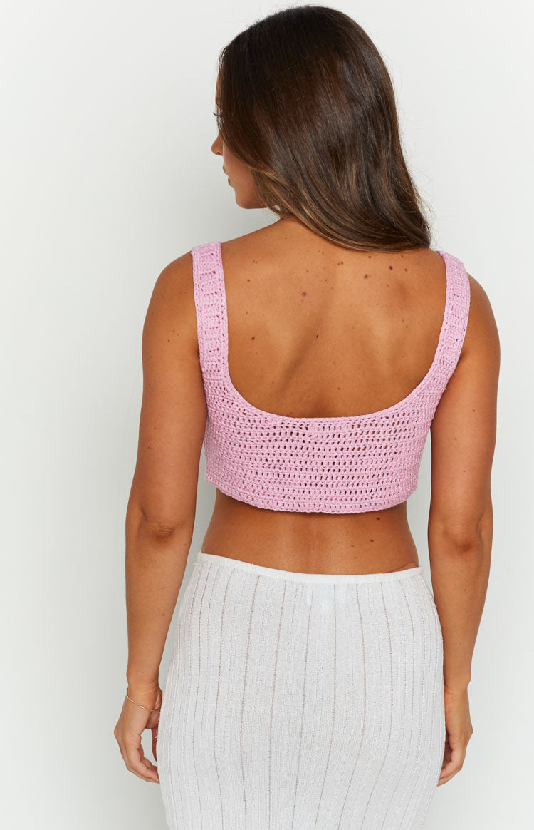 Zyler Pink Crochet Corset Top