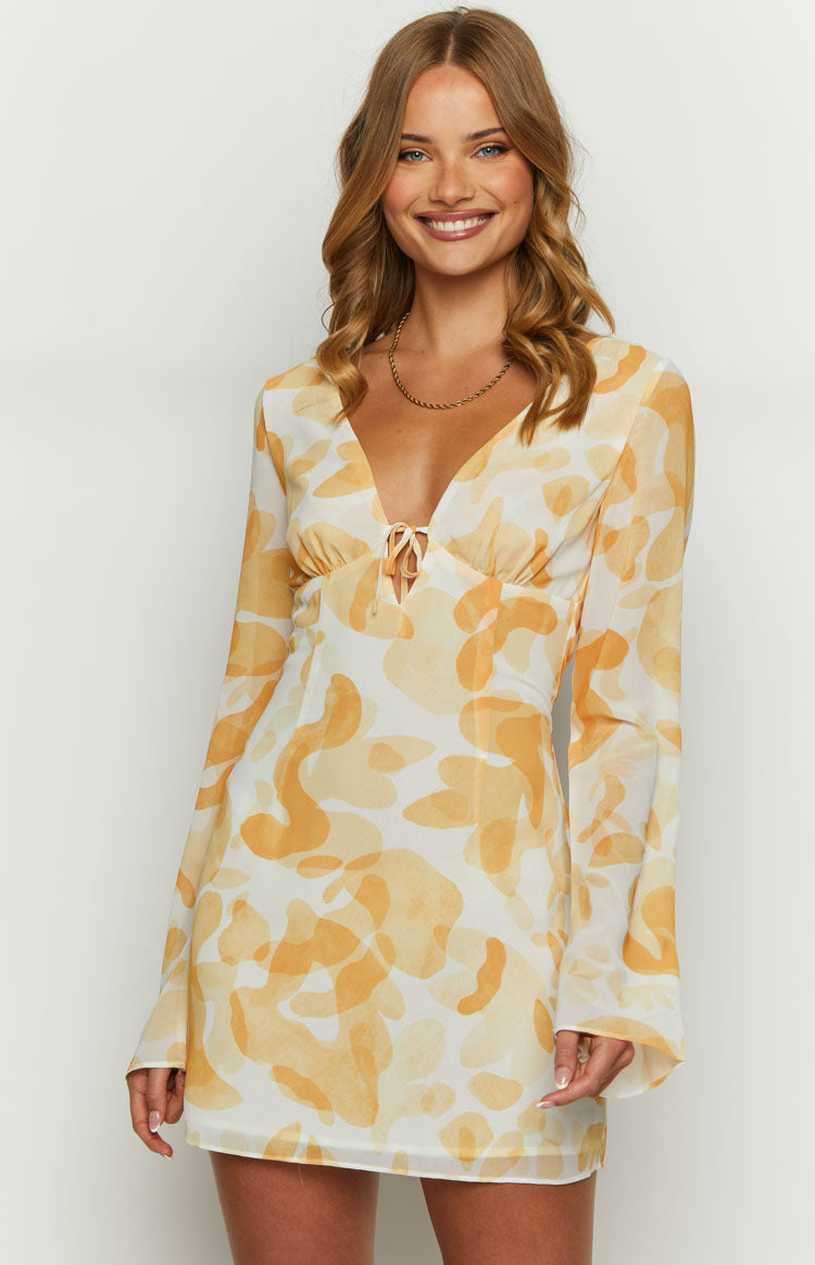 Emmerson Yellow Print Long Sleeve Mini Dress