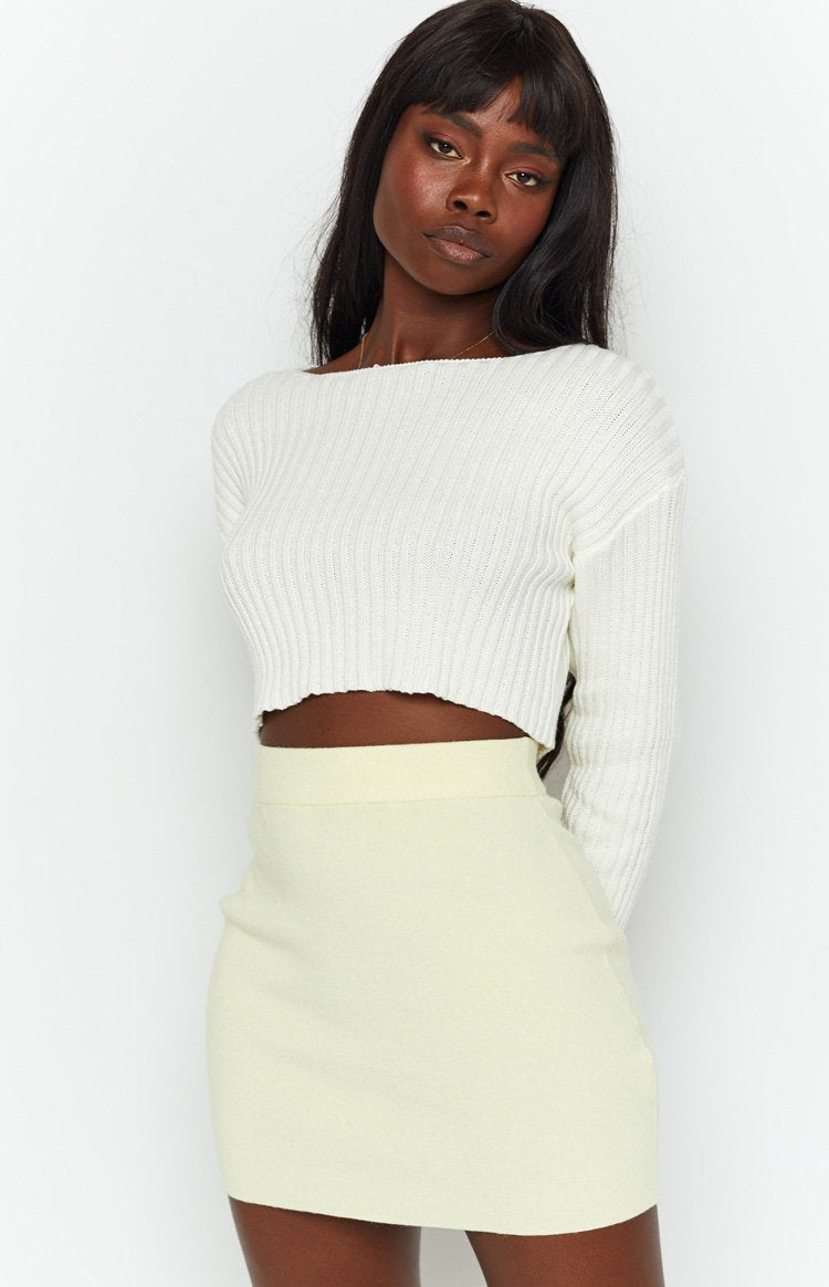 Tell Me Knit Skirt Yellow