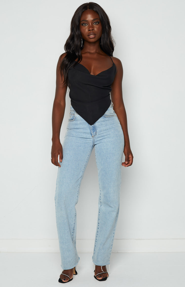 Eilish Black Scarf Top