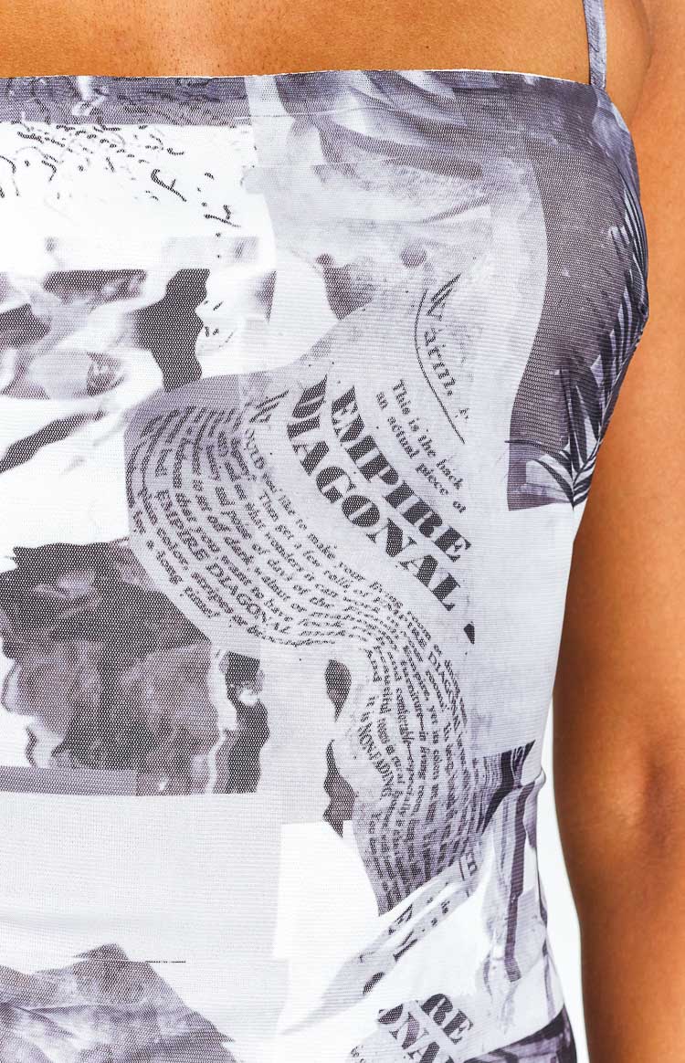 Natalia Mono Print Mini Dress