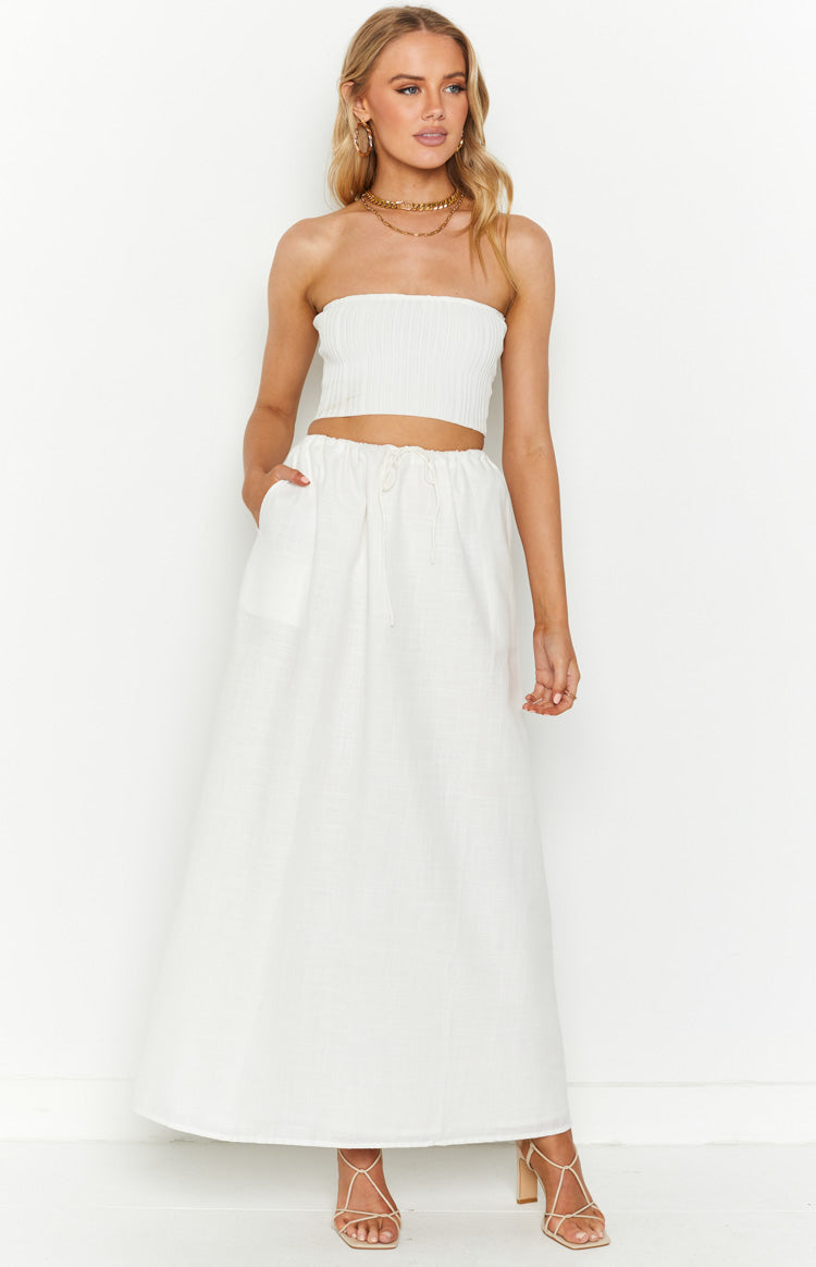 Paisley White Maxi Skirt