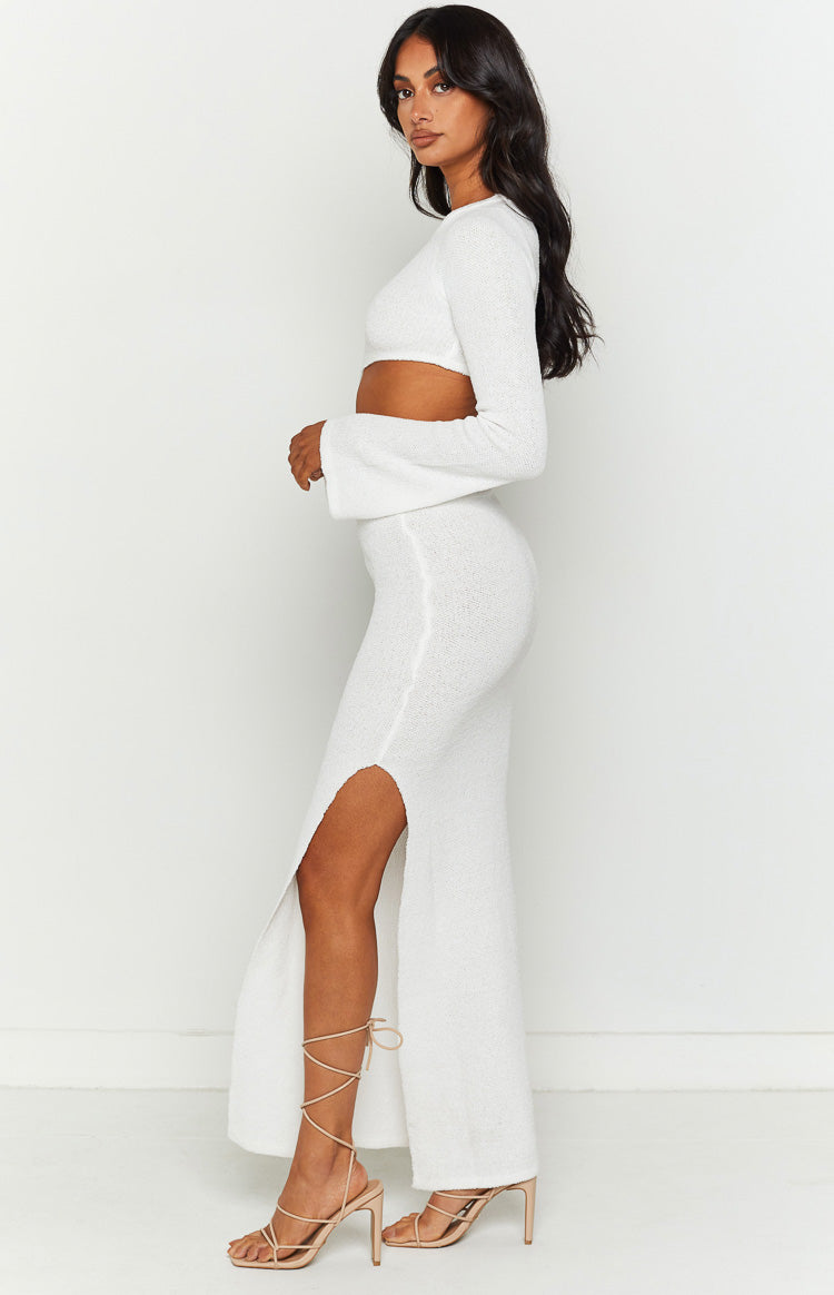Arya White Long Sleeve Maxi Dress