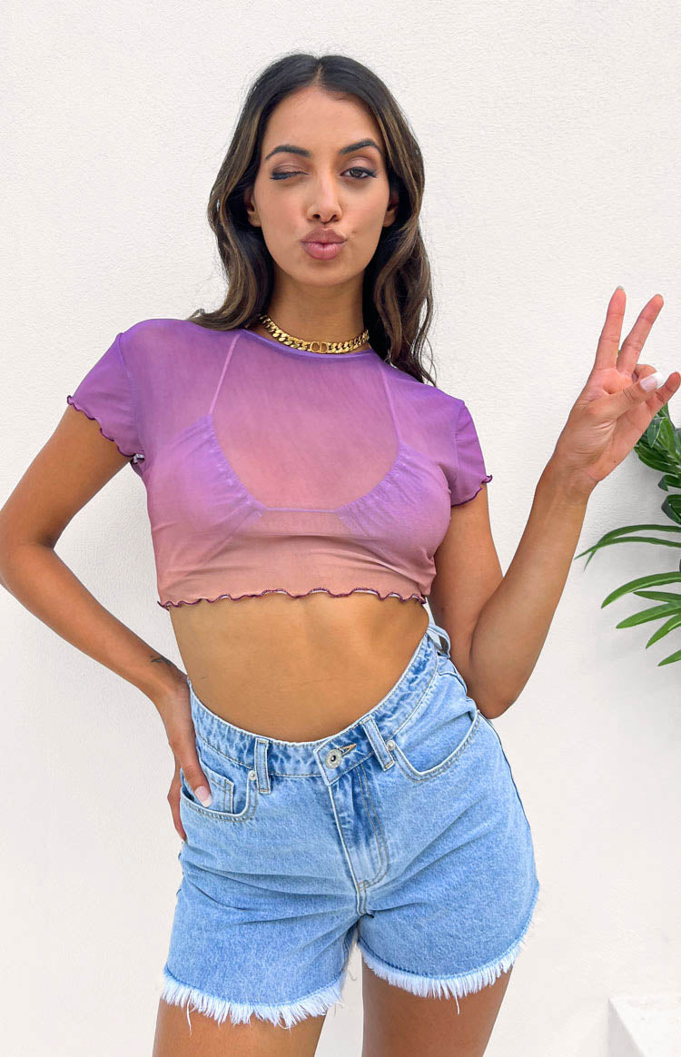 Sunset Purple Mesh Top
