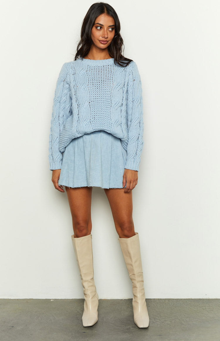 Everlea Blue Cable Knit Sweater