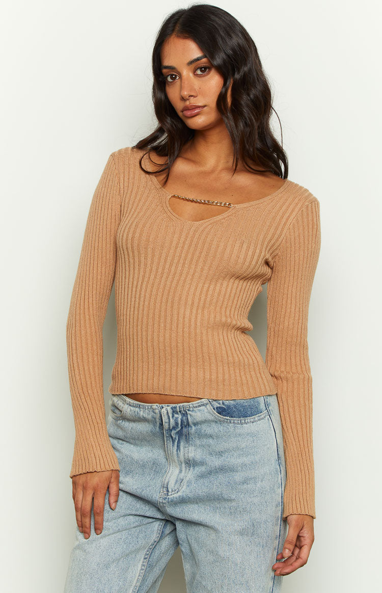 Maren Beige Chain Jumper