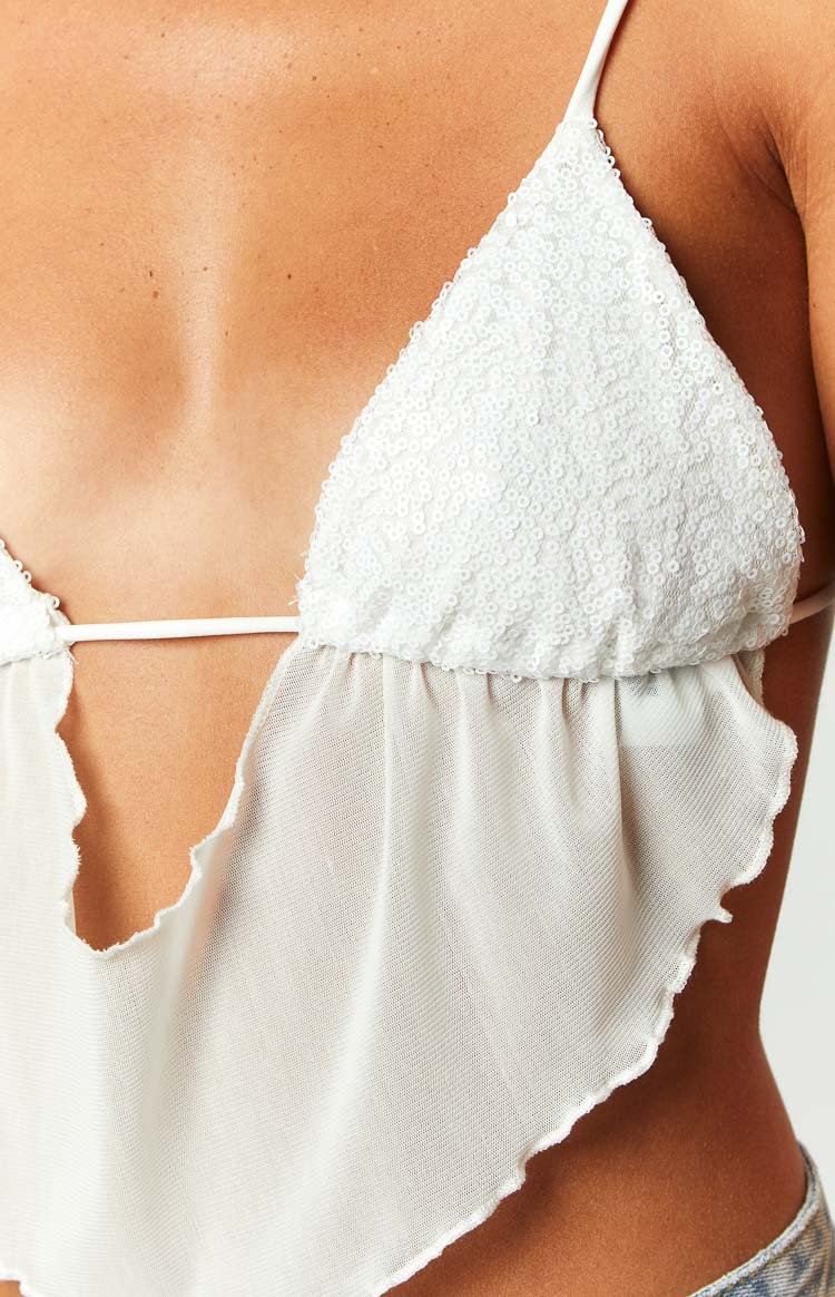 Ofrea White Sequin Festival Top