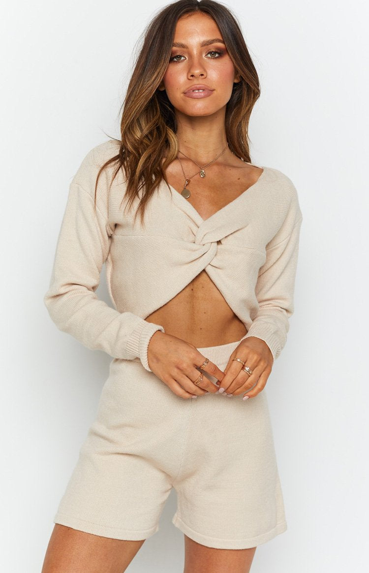 Cameron Knit Shorts Beige