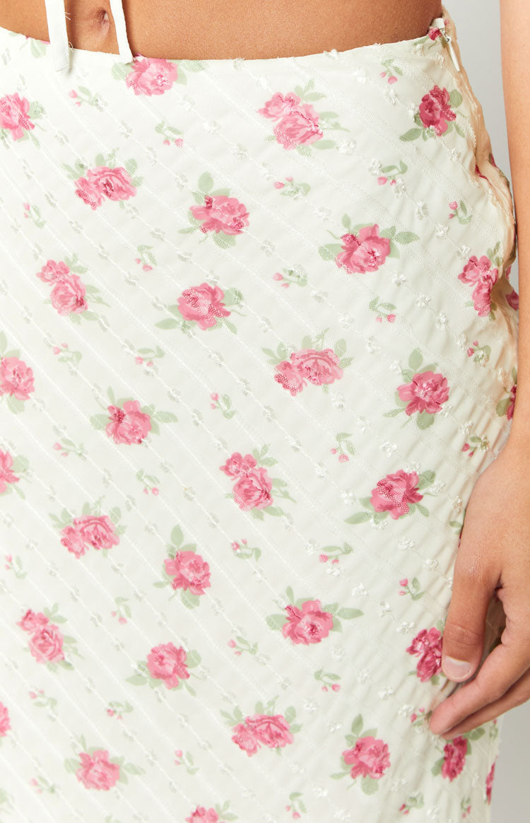 Esme White Floral Print Maxi Skirt