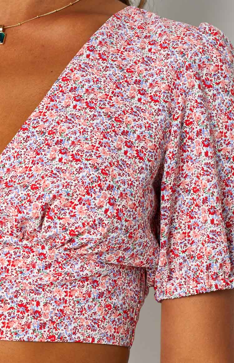 Harlo Pink Floral Tie Top