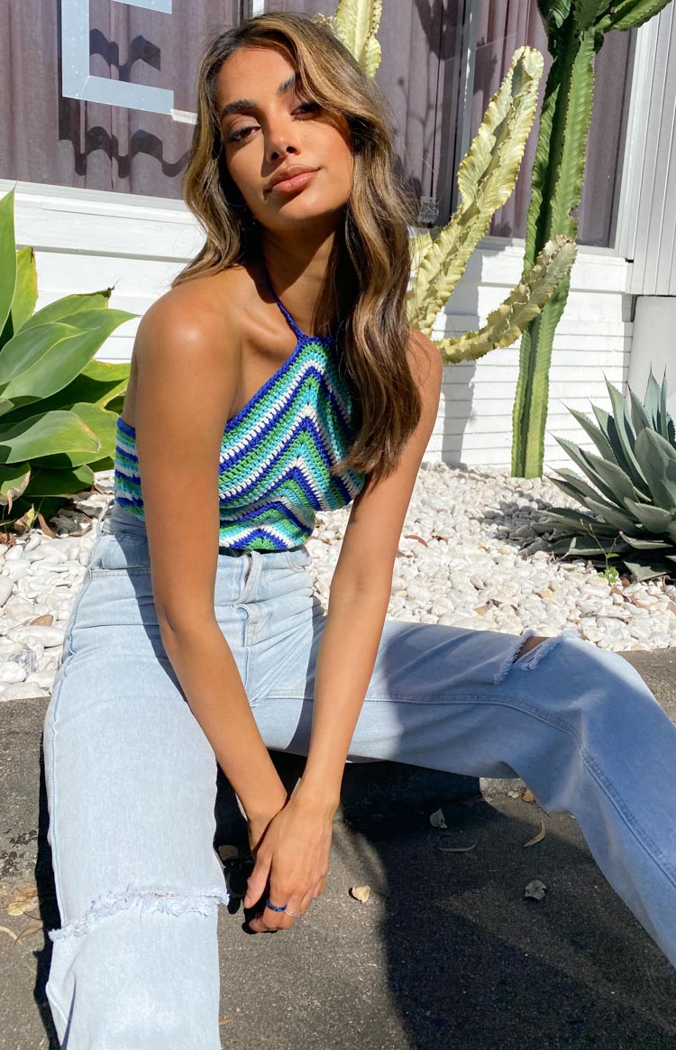 Alicia Halter Top Blue Multi