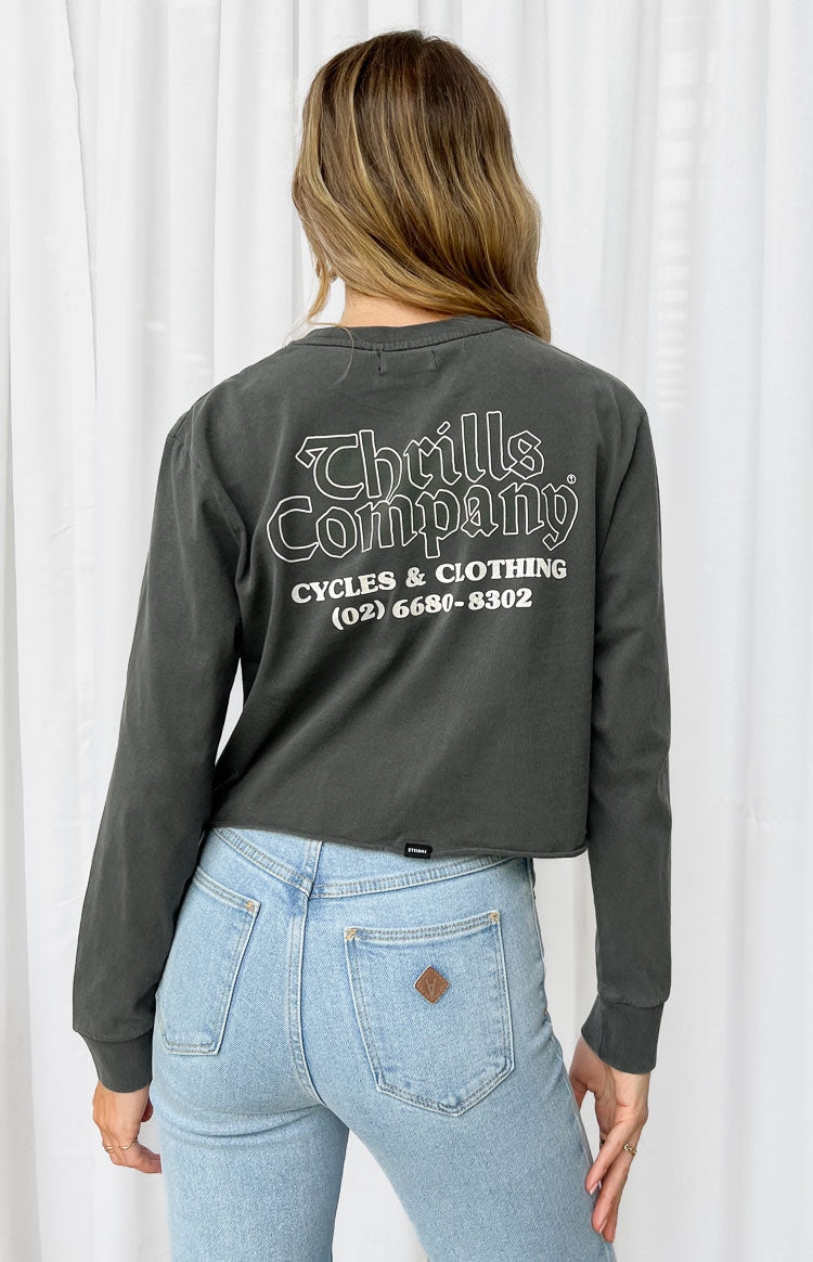 Thrills Sacred Merch Crop LS Tee - Merch Black