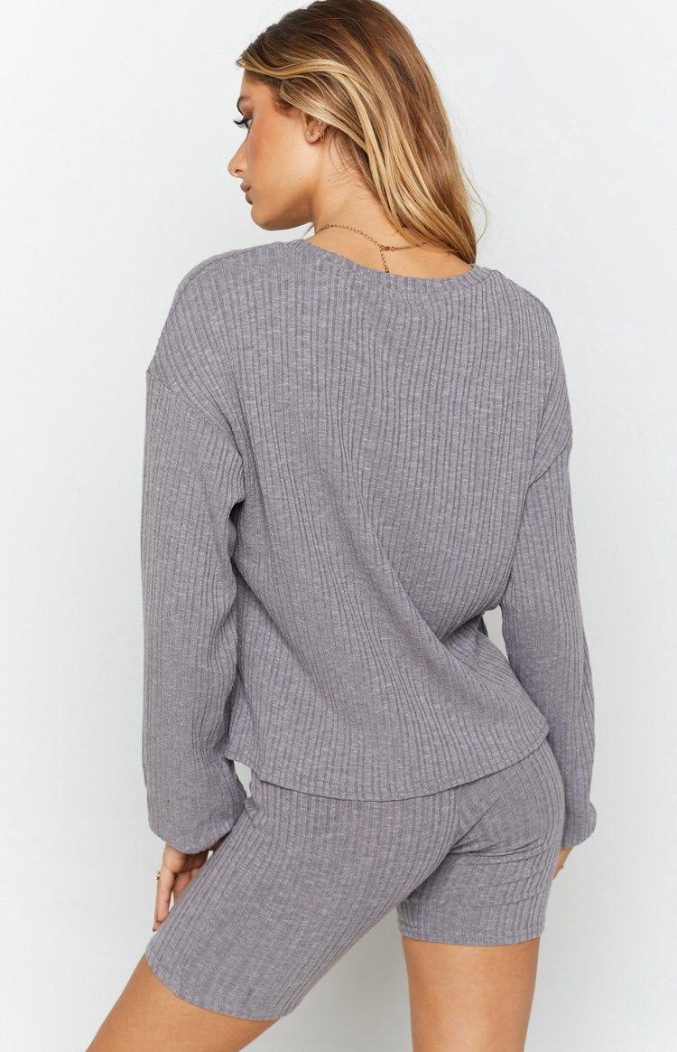 Lazy Sundays Long Sleeve Knit Grey