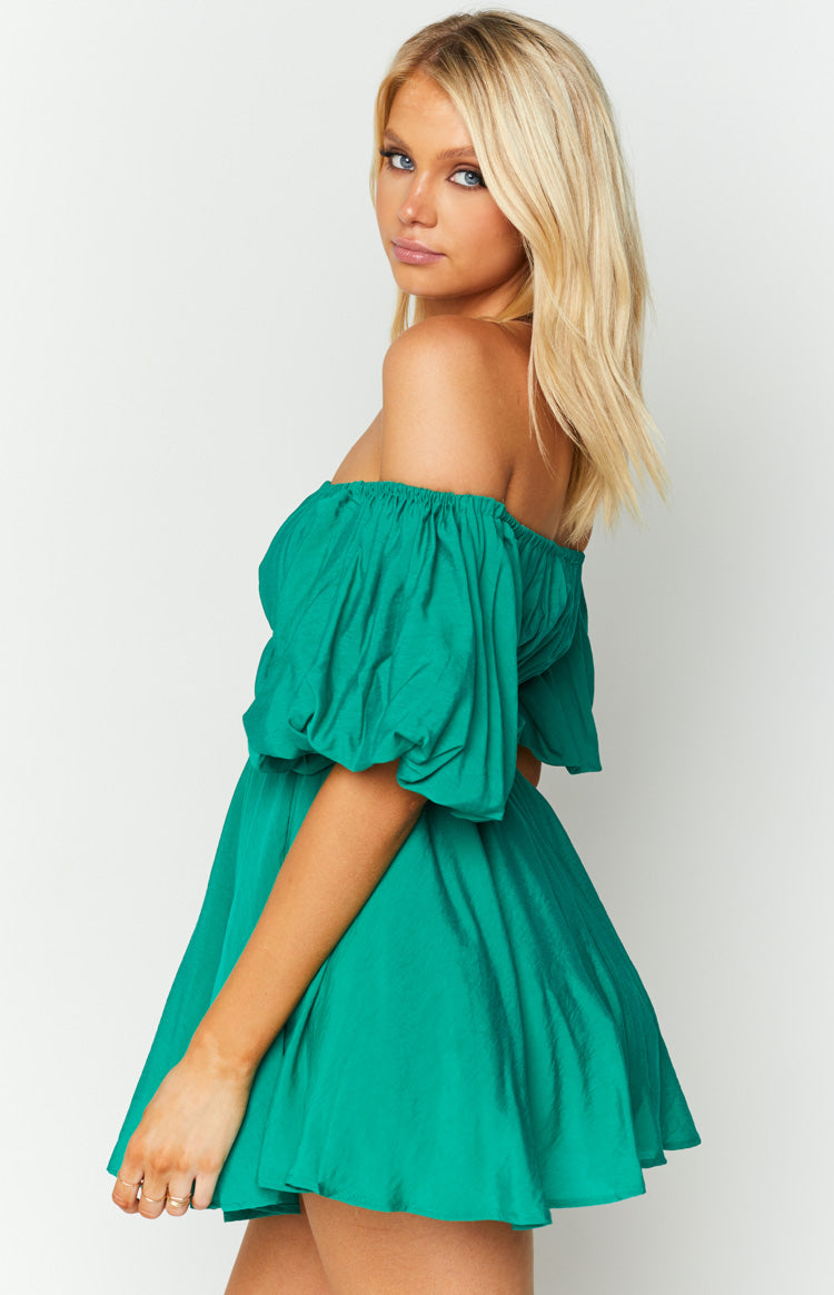 Paradise Puff Sleeve Dress Green