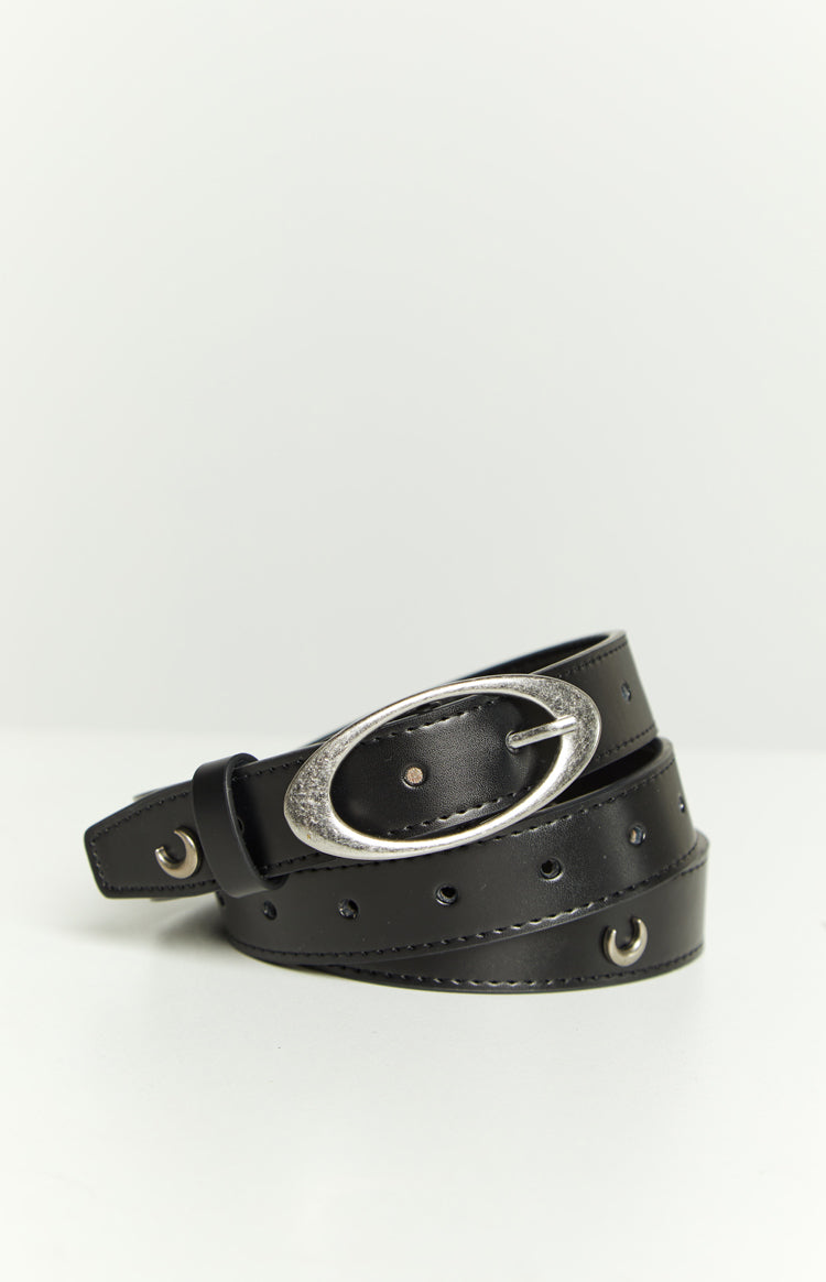 Albyn Black Faux Leather Belt