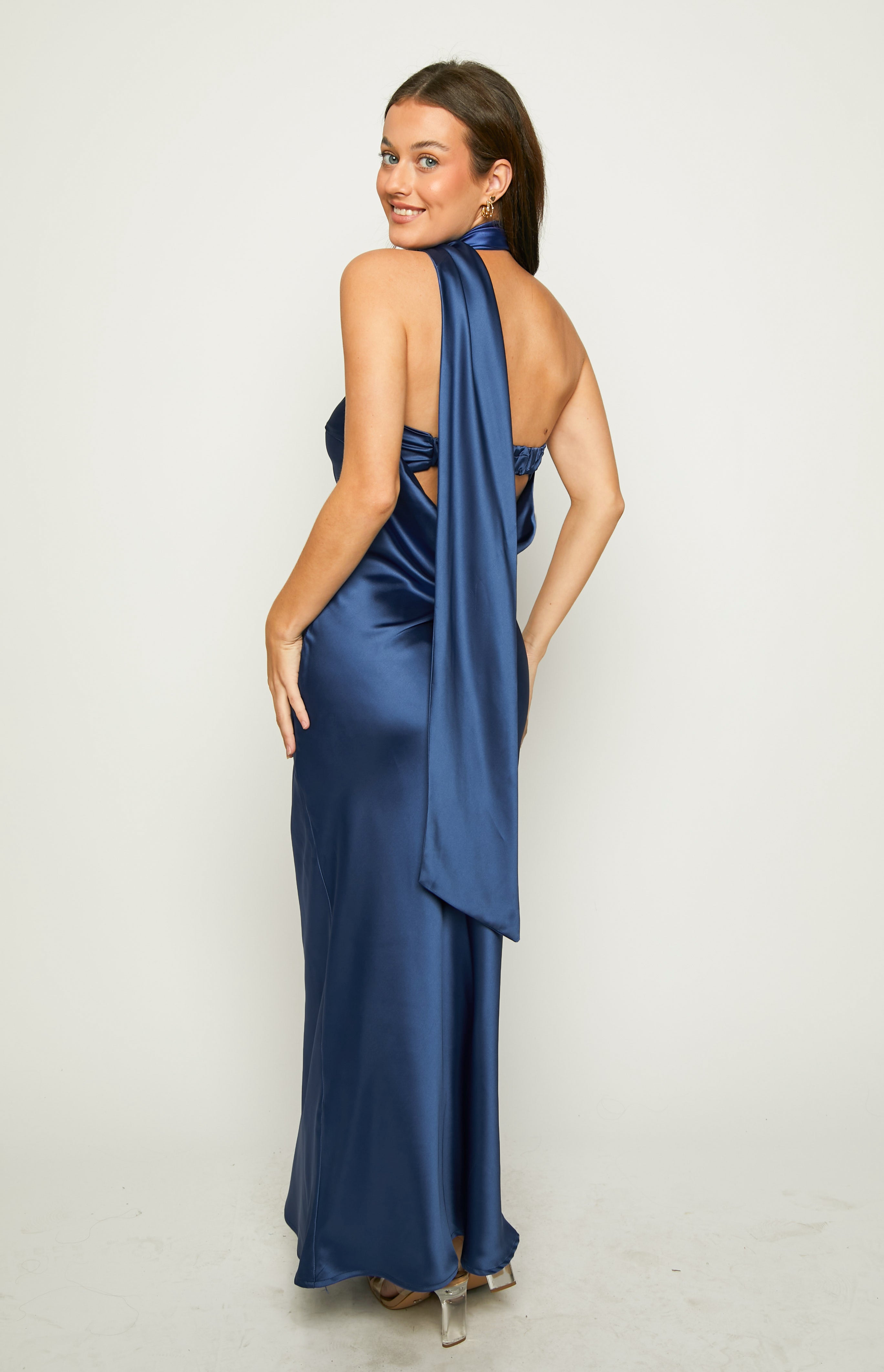 Francese Blue Scarf Midi Dress