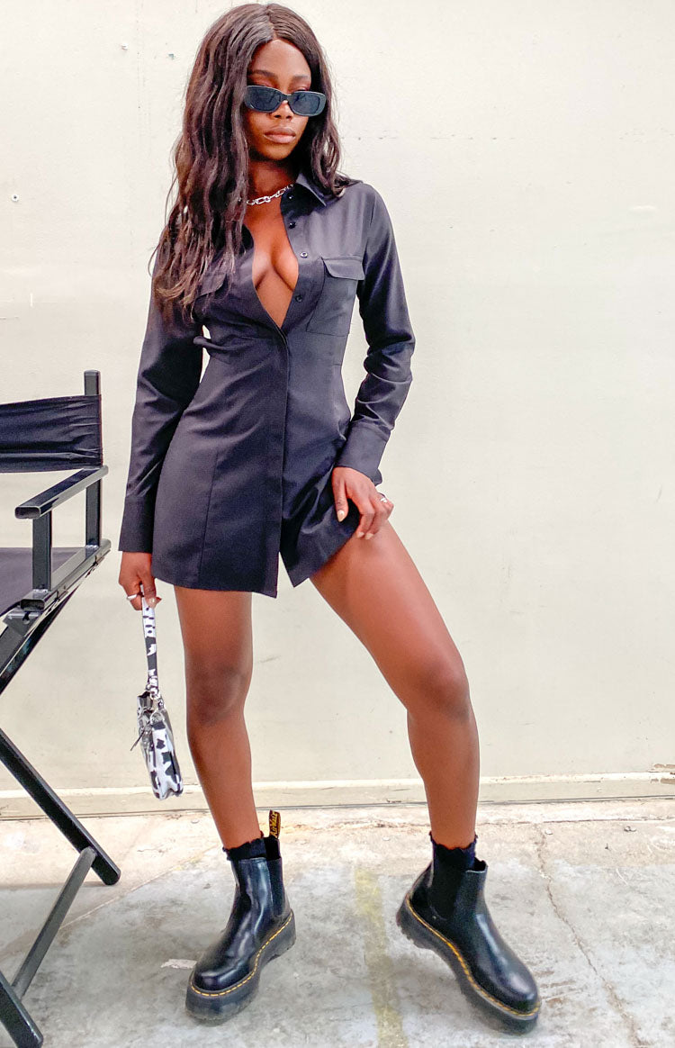 Broken Heart Shirt Dress Black