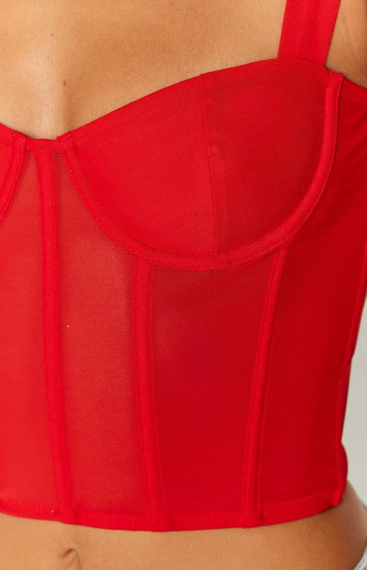 Pip Red Mesh Corset Top