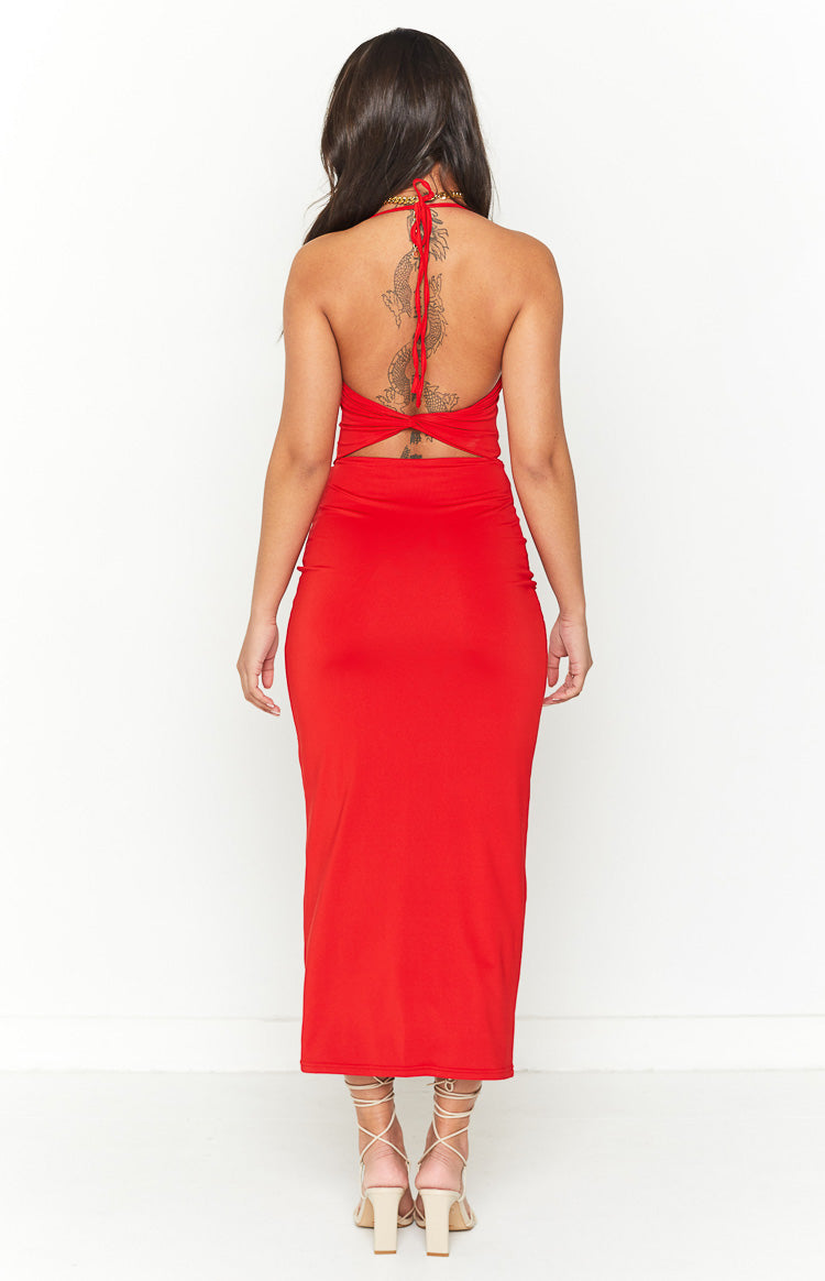 Harpur Red Cut Out Midi Dress