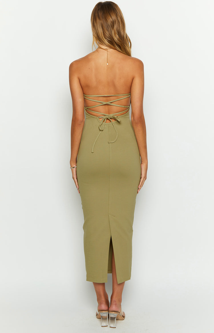 Elma Khaki Formal Midi Dress
